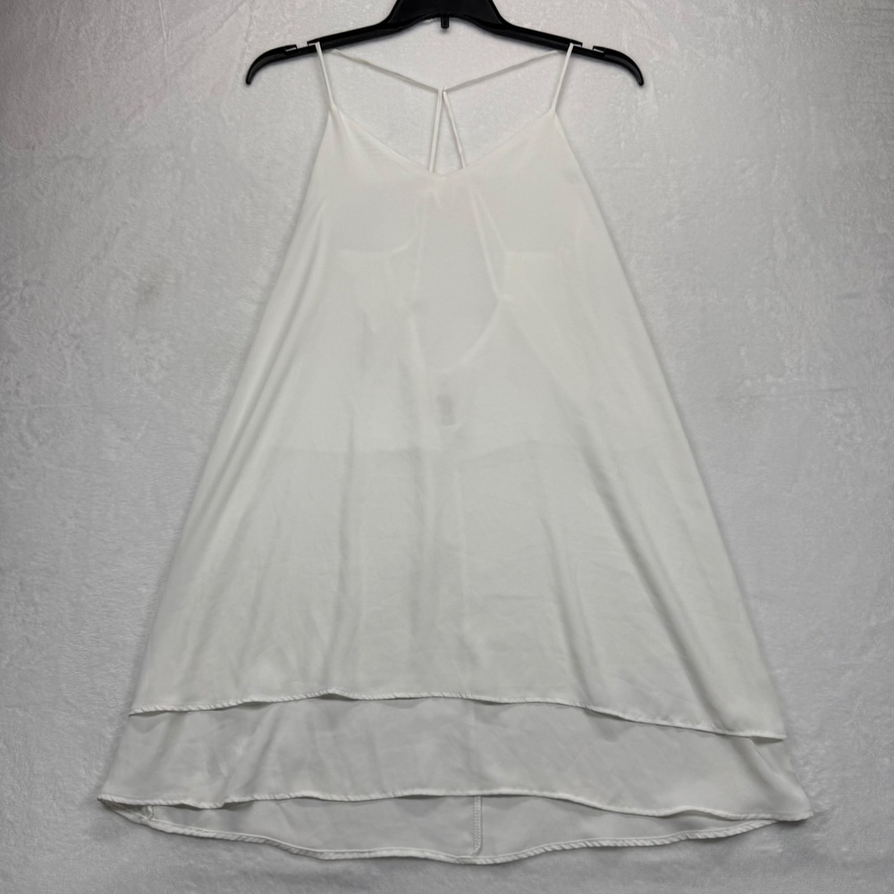 True Light White Layered slip Dress Sleeveless‎ Open Back Casual Flowy Size L
